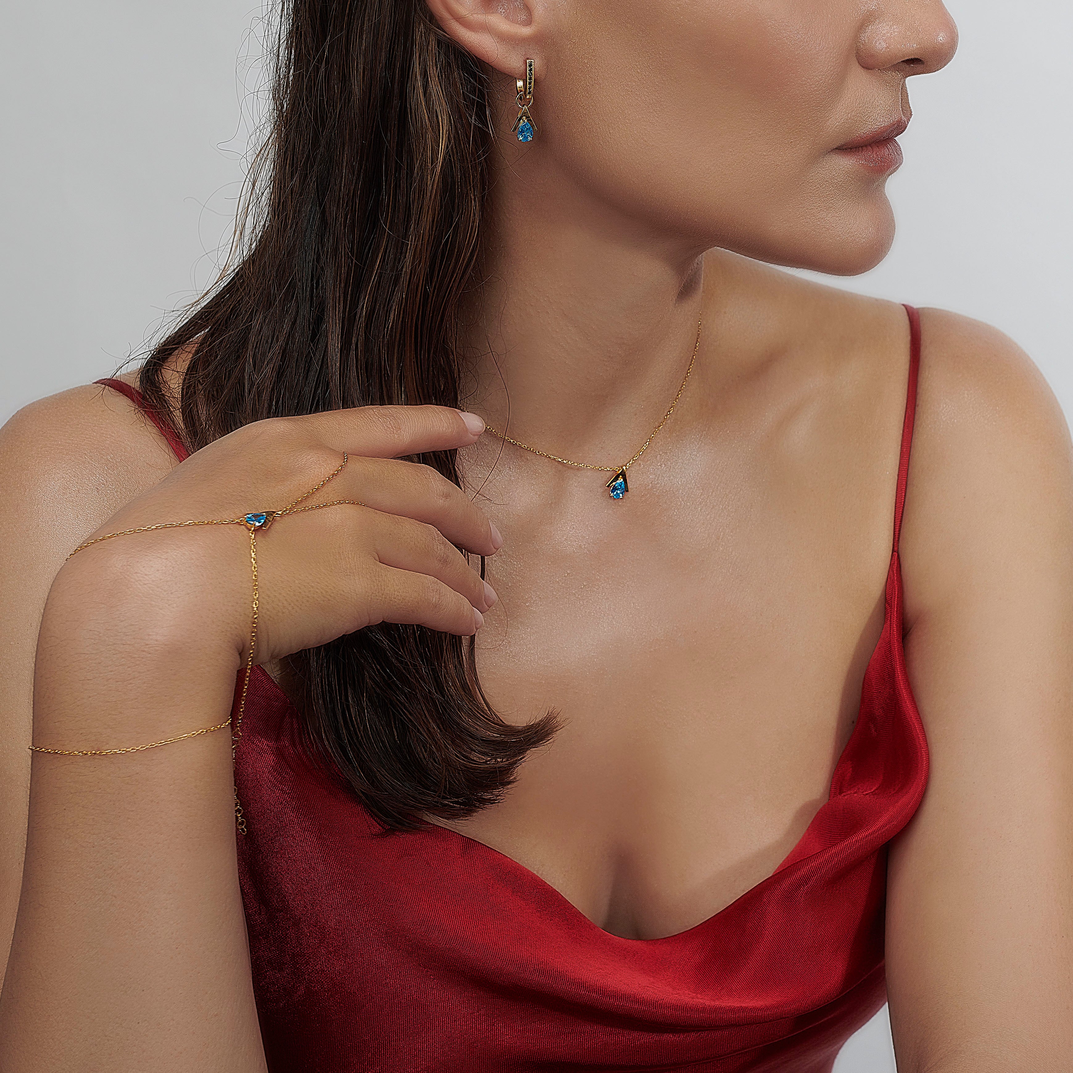 MINI LOGO BLUE EARRING