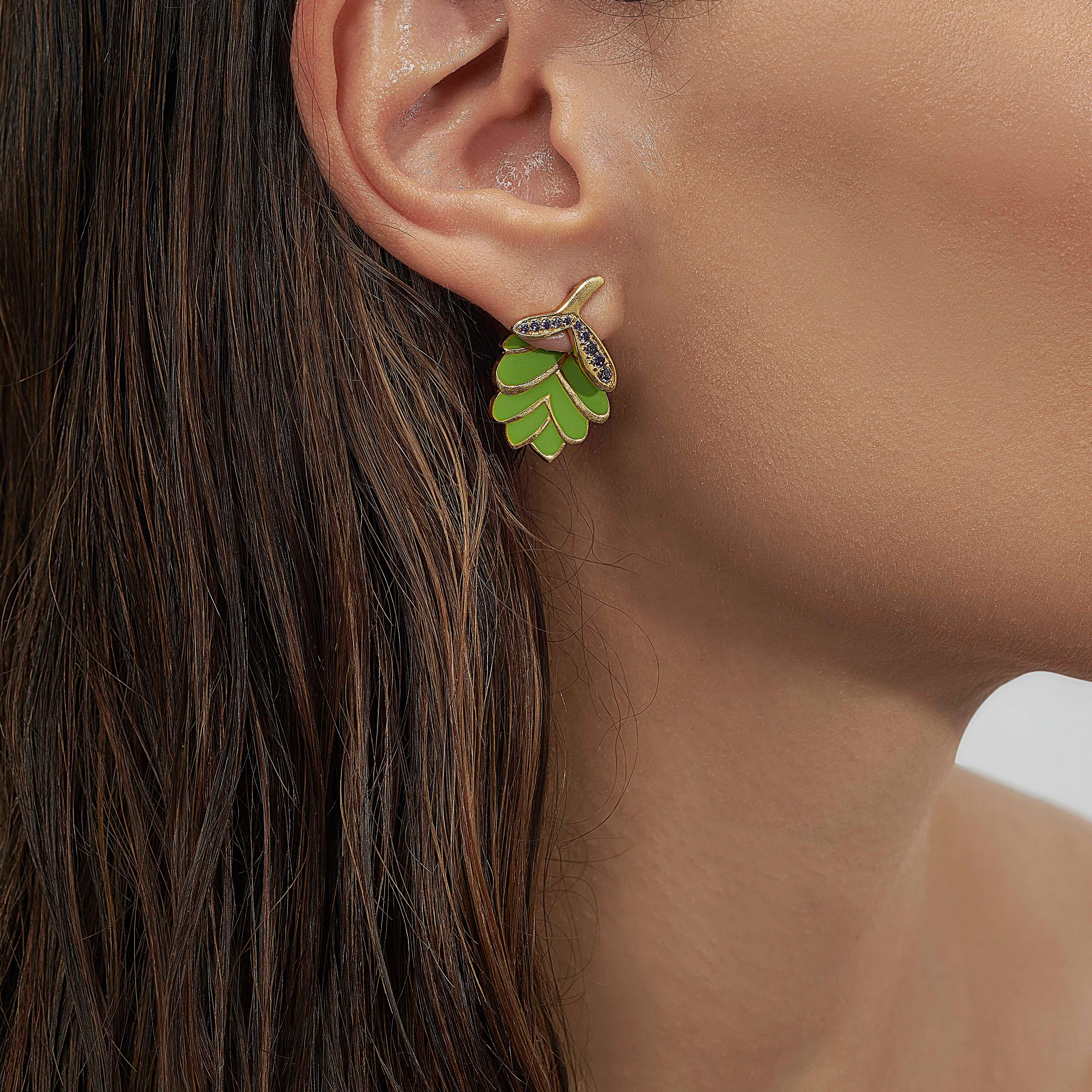 BRIZA MEDIA EARRING - ENAMEL & STONES