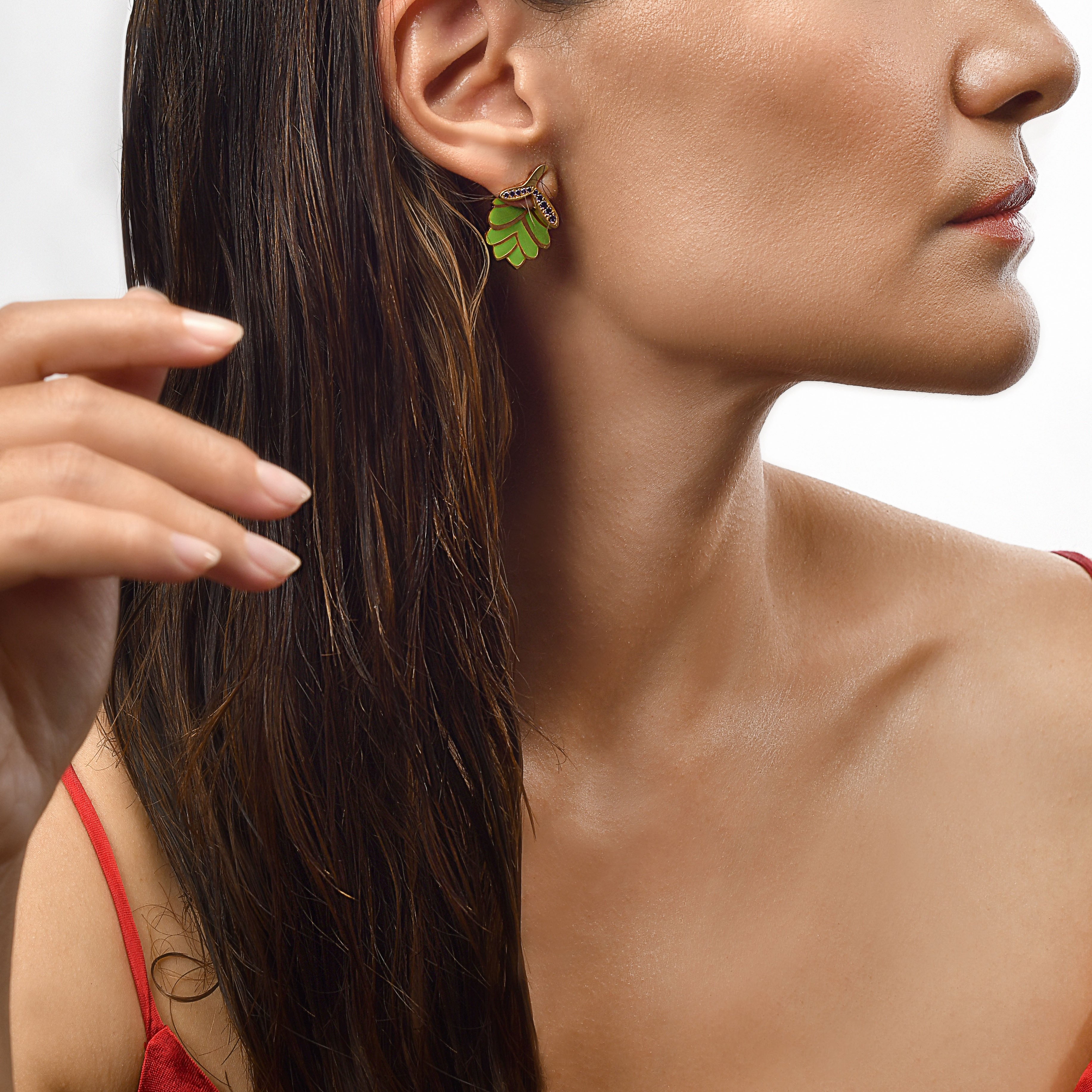 BRIZA MEDIA EARRING - ENAMEL & STONES